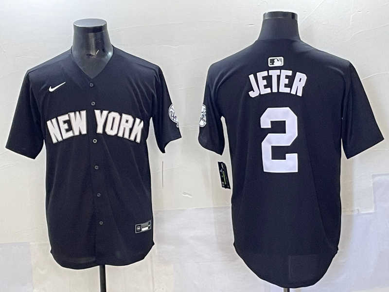 Men 2025 New York Yankees #2 Jeter black Nike MLB Jersey style 725006
